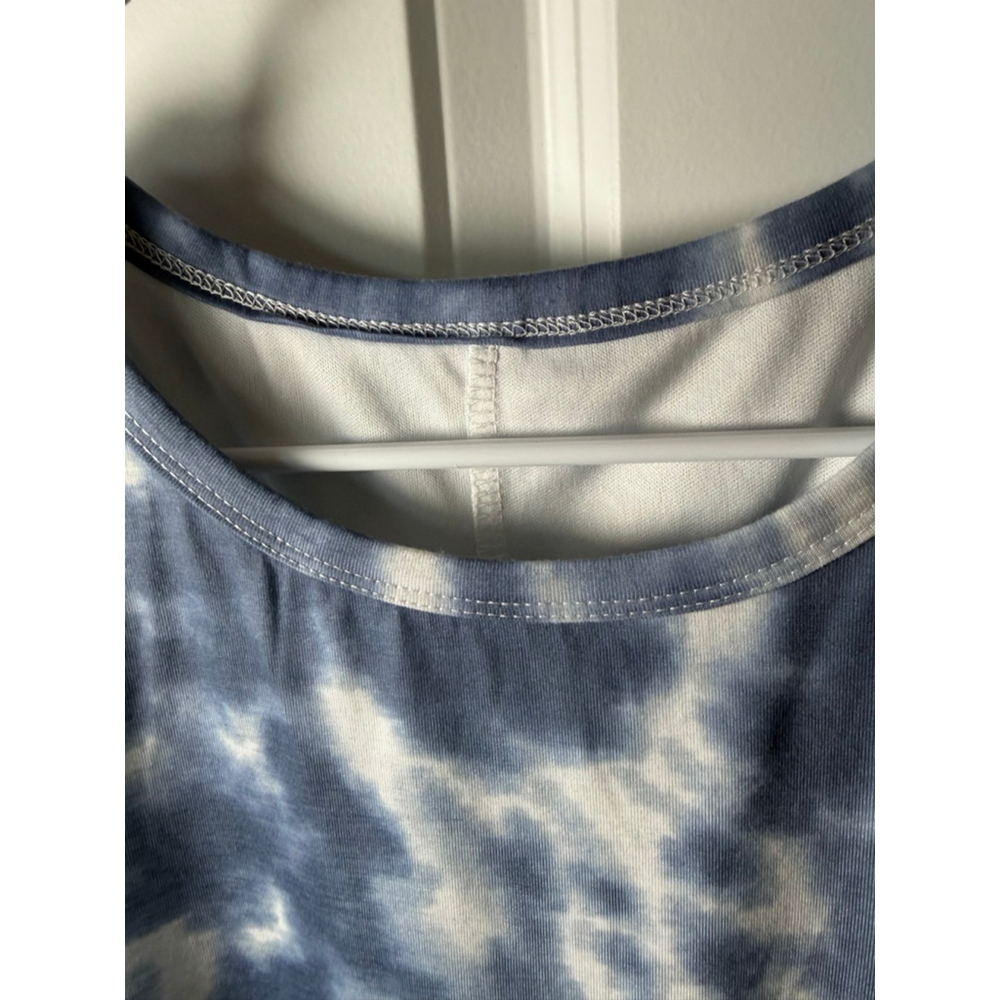 SHEIN Tie-Dye Sleeveless Dress L Blue White EUC - Picture 6 of 8